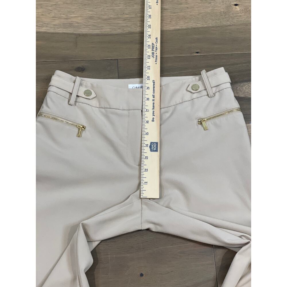 Calvin Klein Tan Pants Size 2 Gold Zipper Tapered Ankle Stretch Slim Fit - Picture 5 of 12